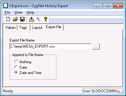 Export File page